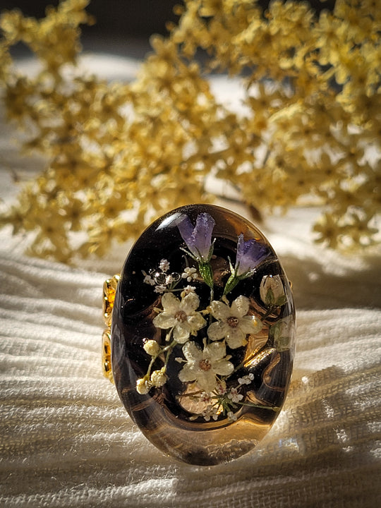 Pressed Flower Statement Ring