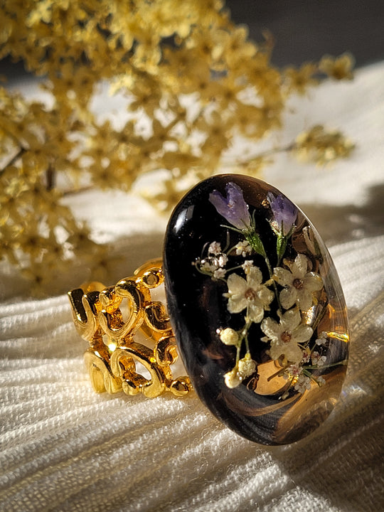 Pressed Flower Statement Ring