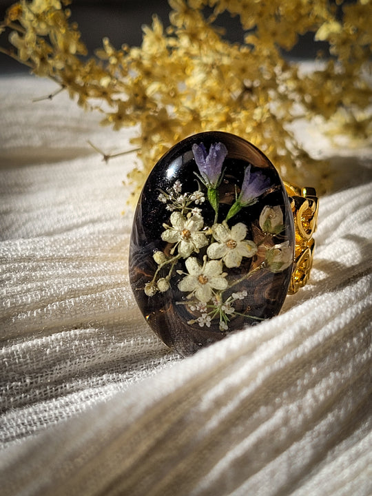 Pressed Flower Statement Ring