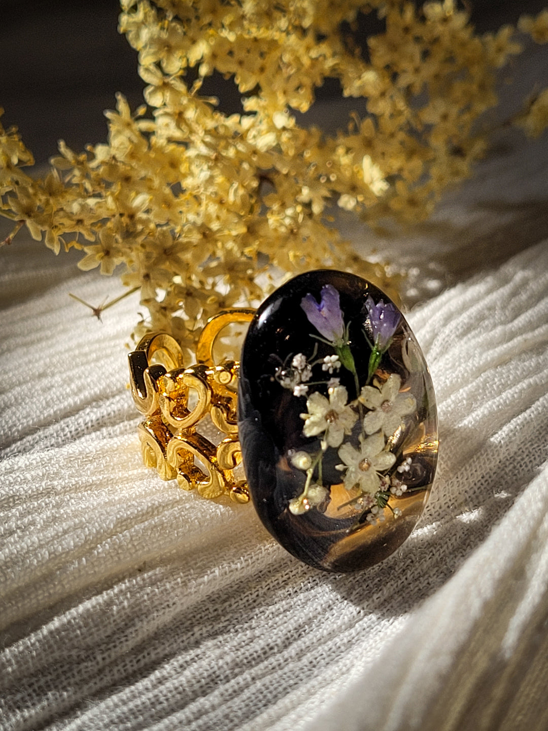 Pressed Flower Statement Ring