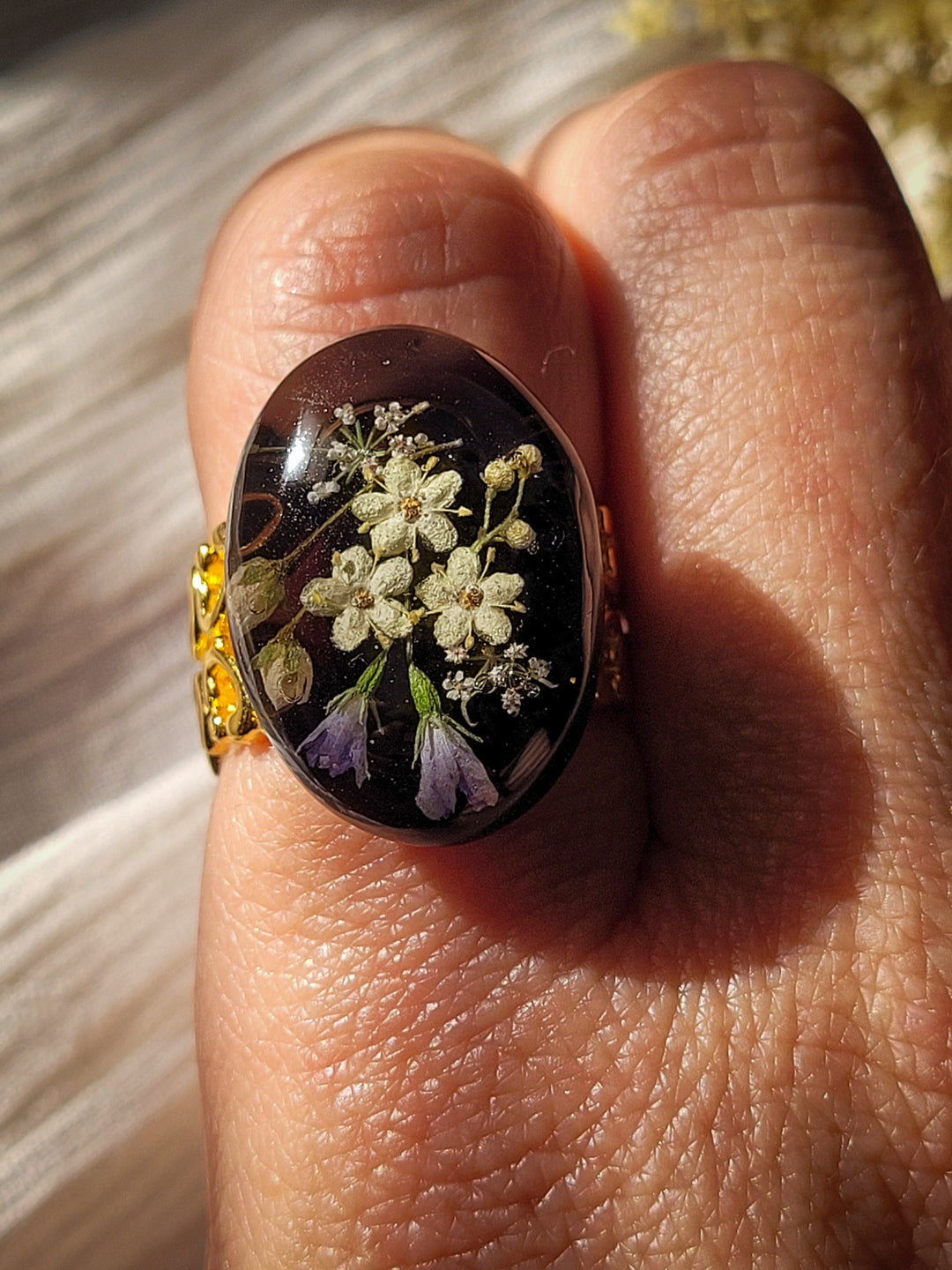 Pressed Flower Statement Ring